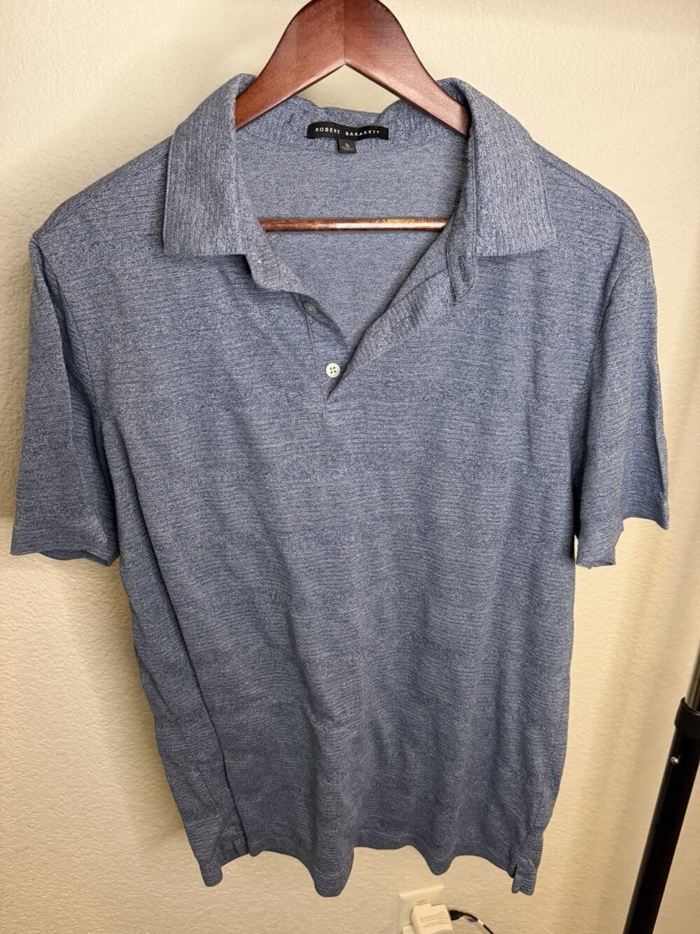 Robert Barakett Granitess Polo Shirt Mens L Blue Heather Cotton Blend